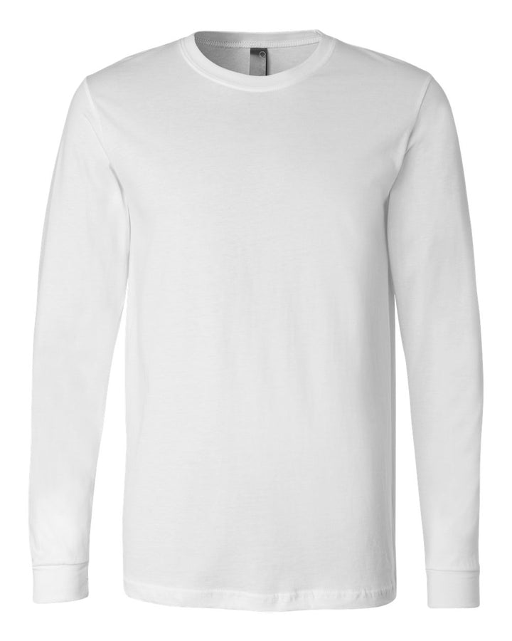 Front View of White Jersey Long Sleeve Tee - 3501