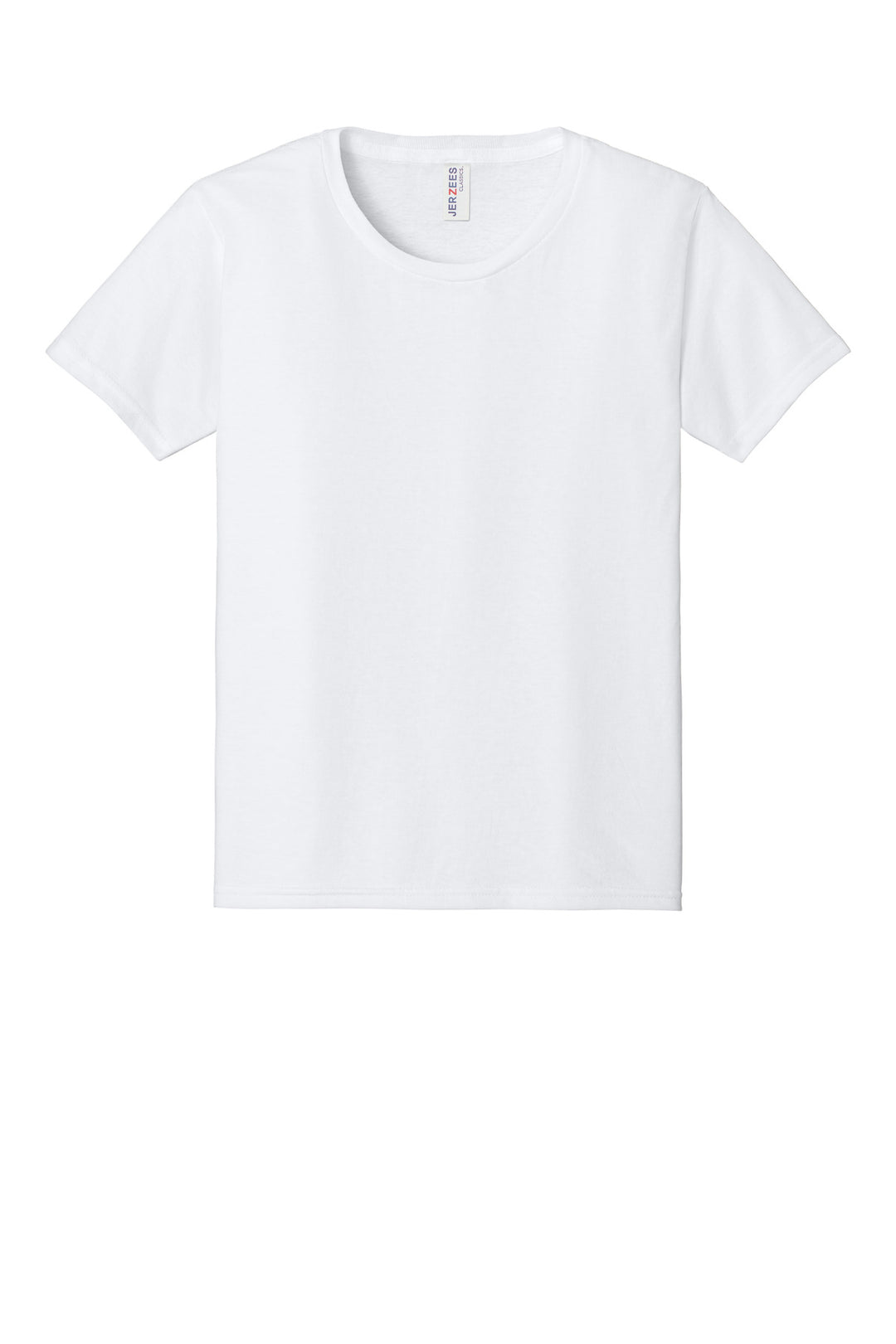 Front View of White Jerzees Classics Youth Cotton T-Shirt 363Y