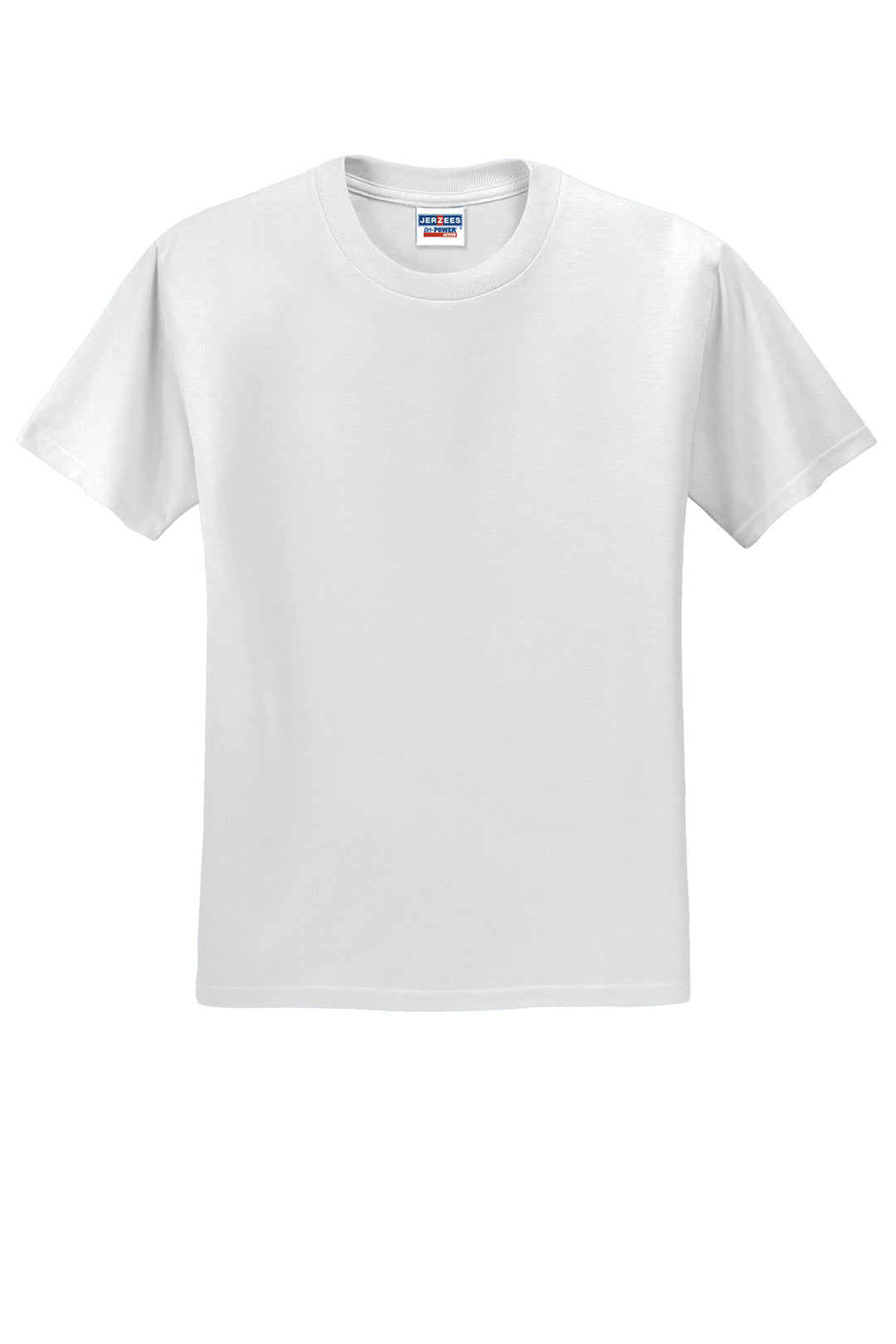 Front View of White Jerzees - Dri-Power 50/50 Cotton/Poly T-Shirt. 29M