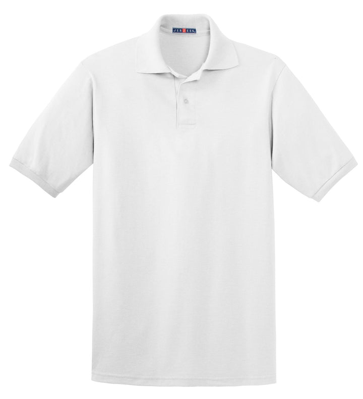 Front View of White Jerzees Dri-Power Sport Shirt. 437M