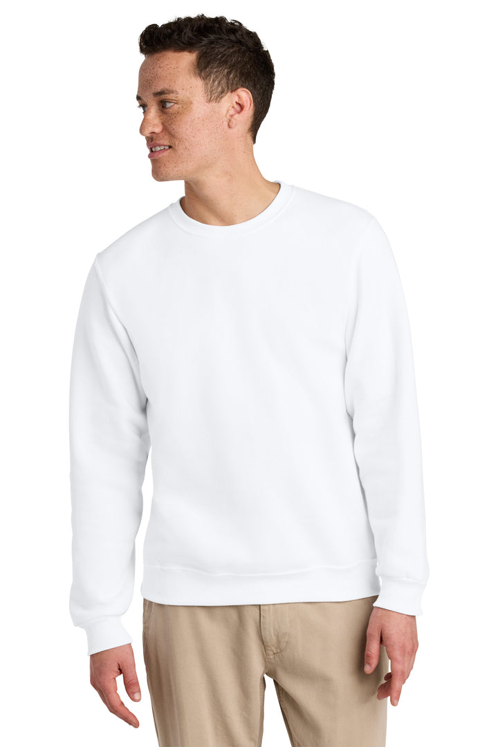 Front View of White Jerzees Eco Premium Blend Crewneck Sweatshirt 701M