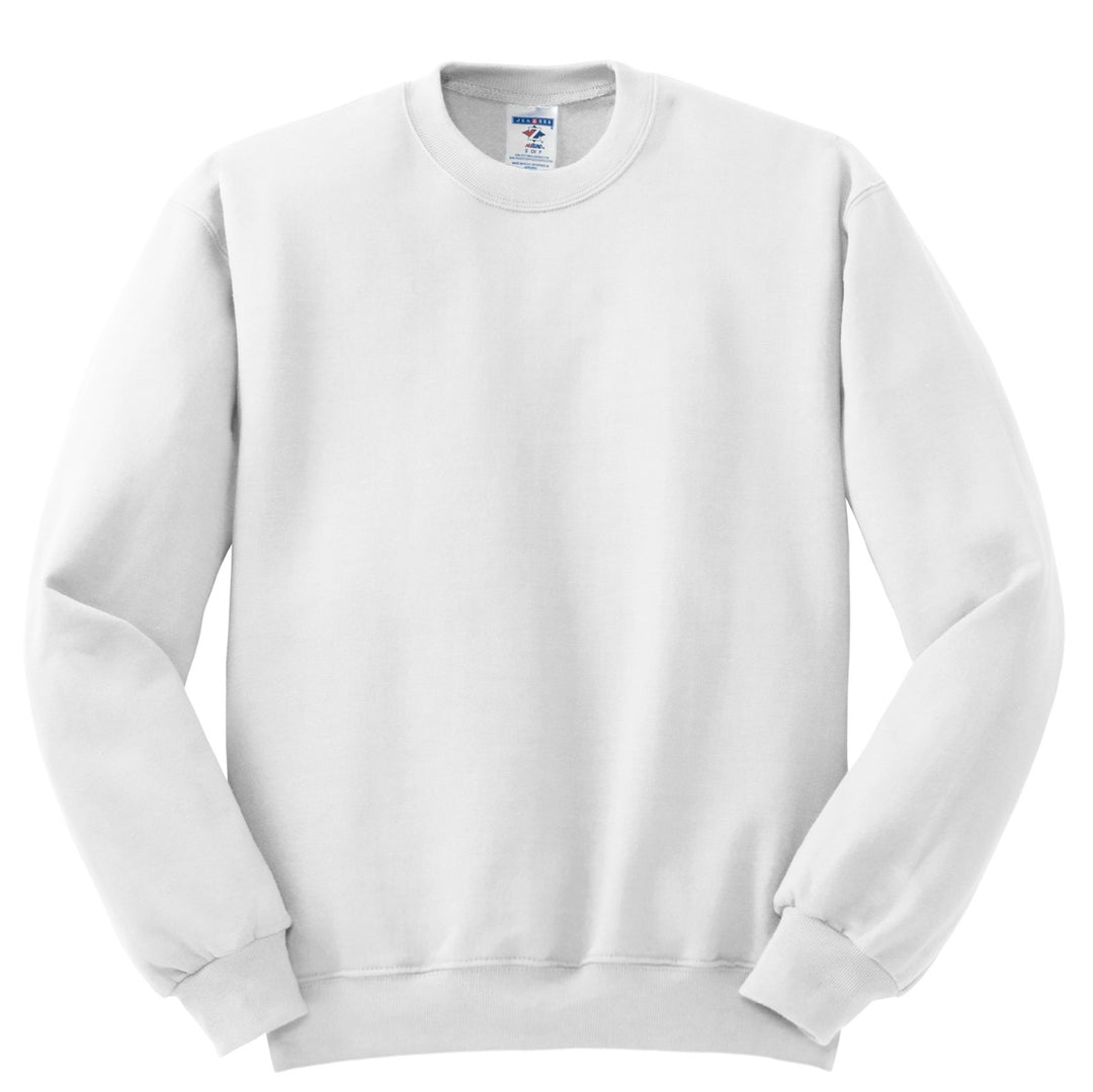 Front View of White Jerzees - NuBlend Crewneck Sweatshirt. 562M