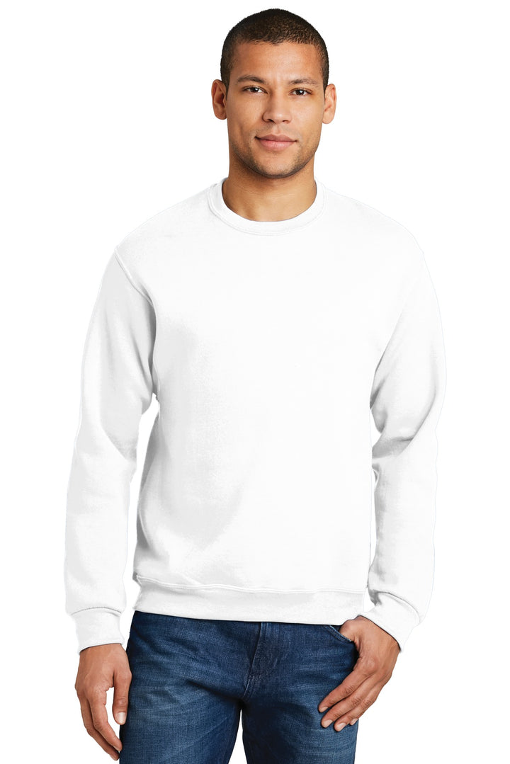 Front View of White Jerzees - NuBlend Crewneck Sweatshirt. 562M