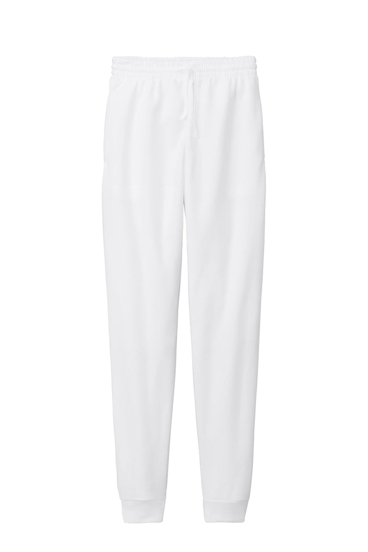 Front View of White Jerzees NuBlend Fleece Jogger 975MP