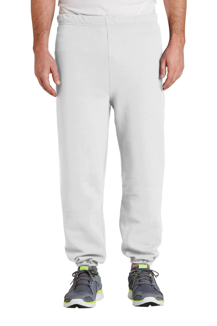 Front View of White Jerzees - NuBlend Sweatpant. 973M