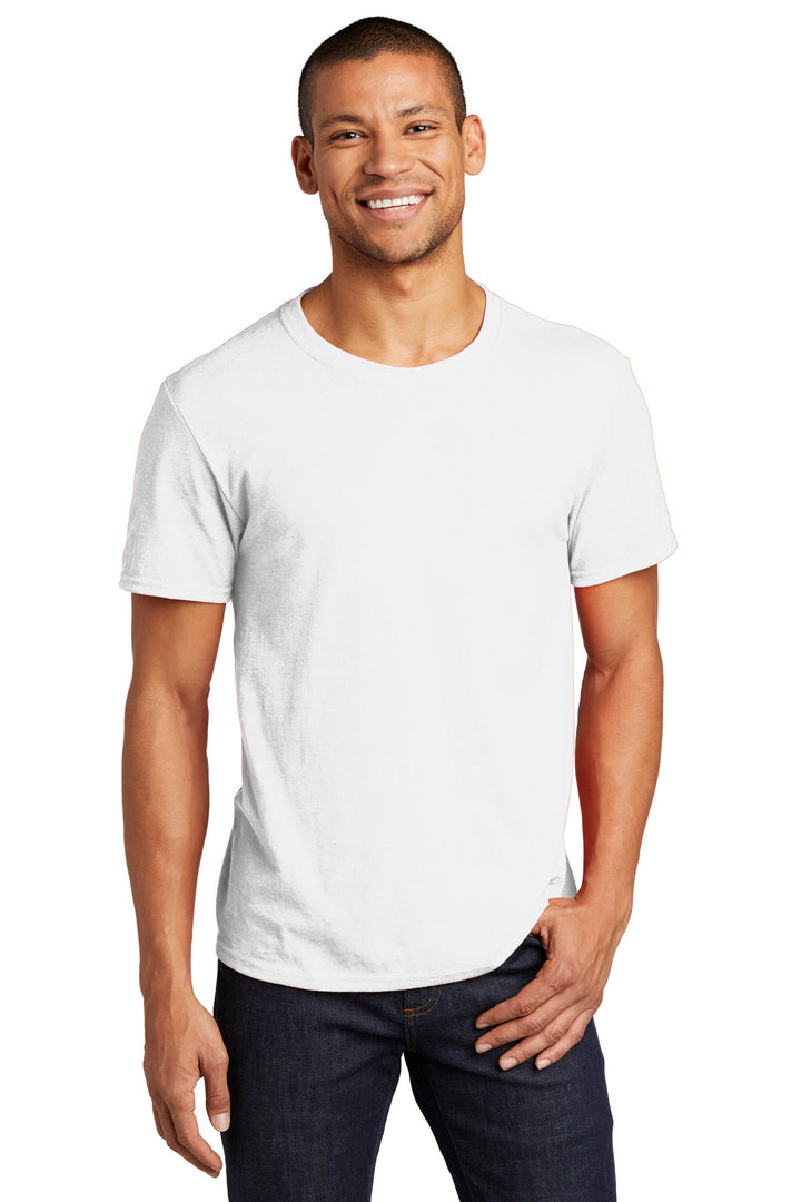 Front View of White Jerzees Premium Blend Ring Spun T-Shirt 560M