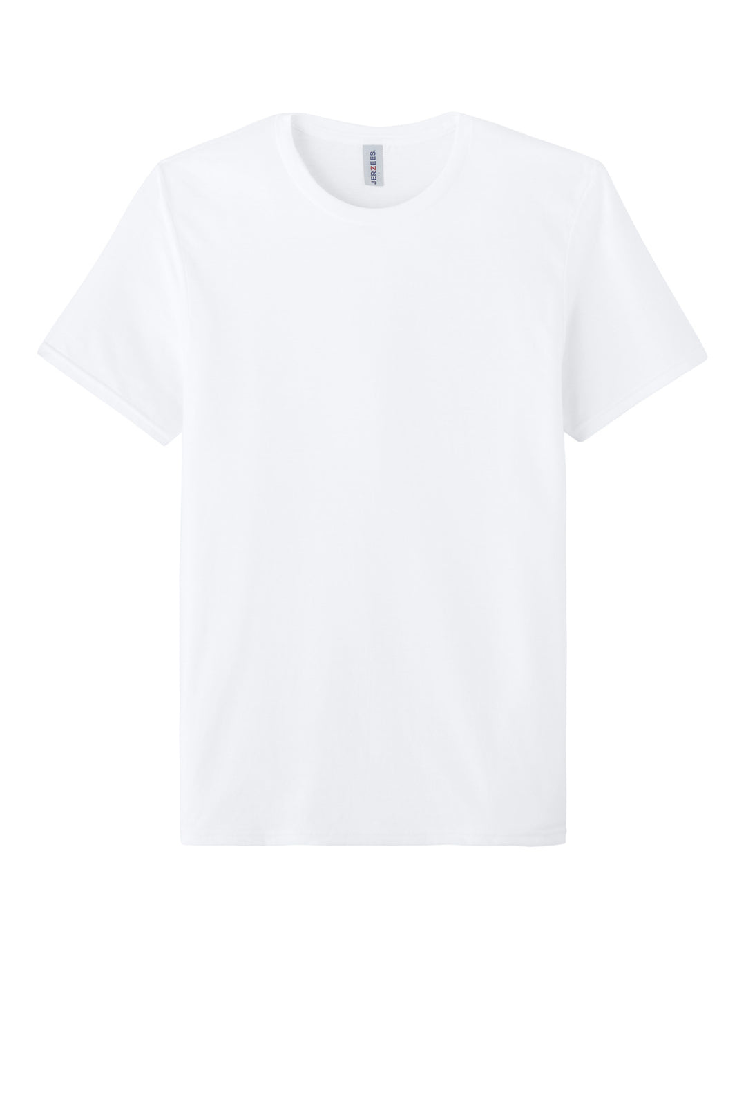 Front View of White Jerzees Unisex Premium Combed Ring Spun Cotton Tee 570M