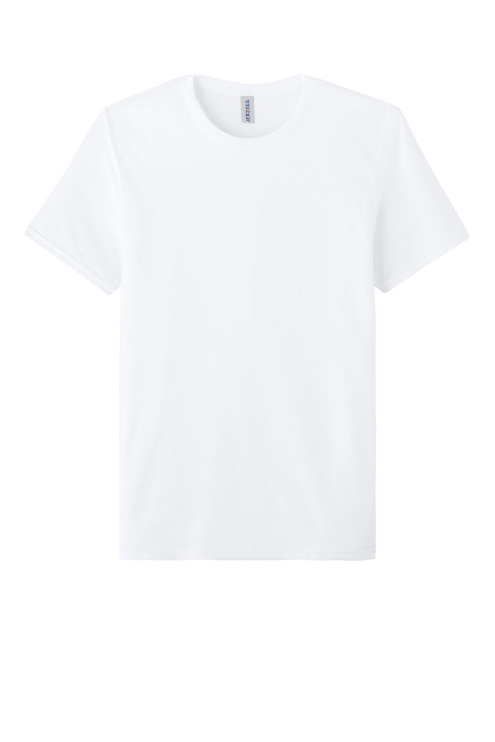 Front View of White Jerzees Unisex Premium Combed Ring Spun Cotton Tee 570M