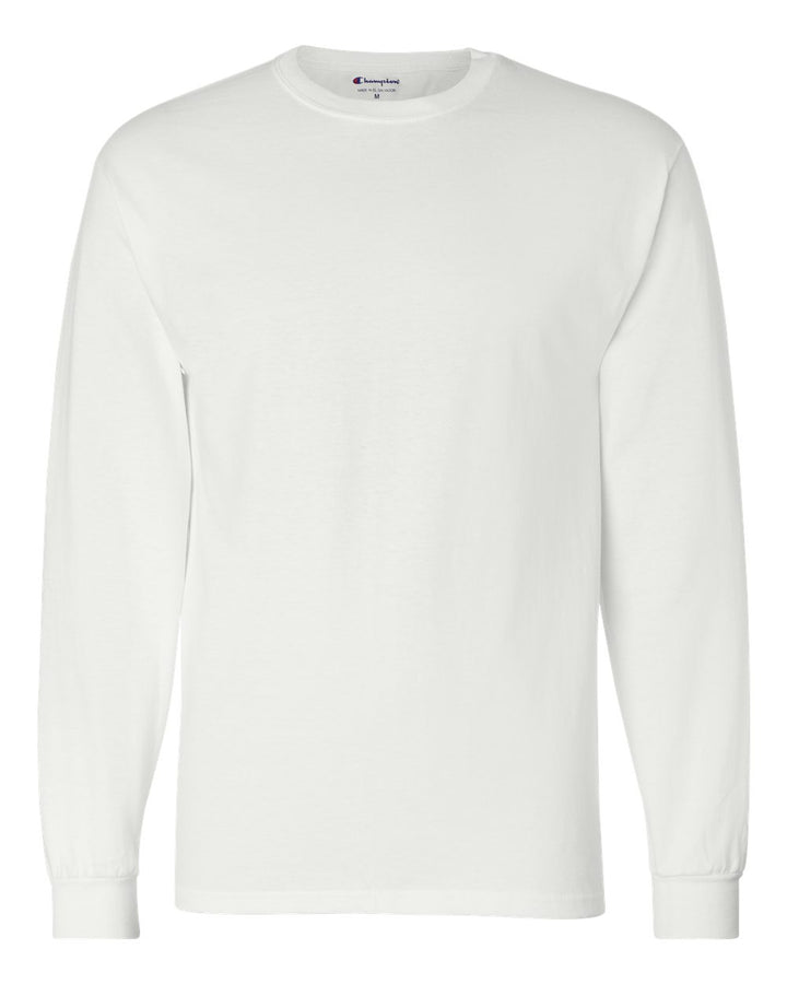 Front View of White Long Sleeve T-Shirt - CC8C