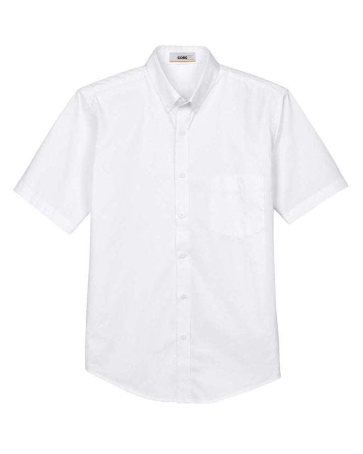 Front View of White Men's Optimum Short Sleeve Twill Dress Shirt - 88194