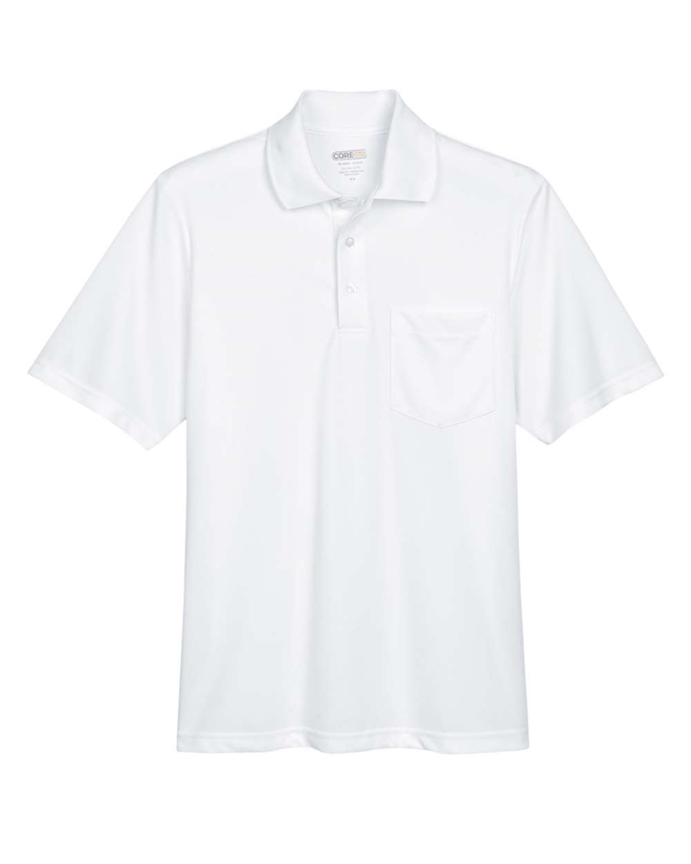 Front View of White Men's Origin Performance Piqué Polo with Pocket - 88181P
