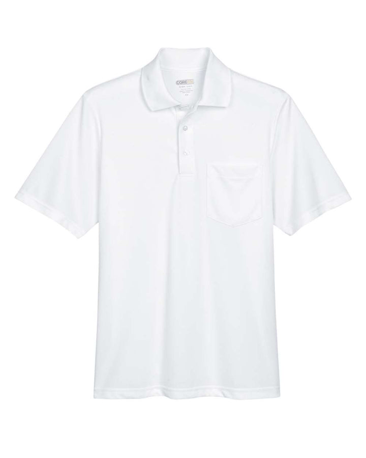 Front View of White Men's Origin Performance Piqué Polo with Pocket - 88181P