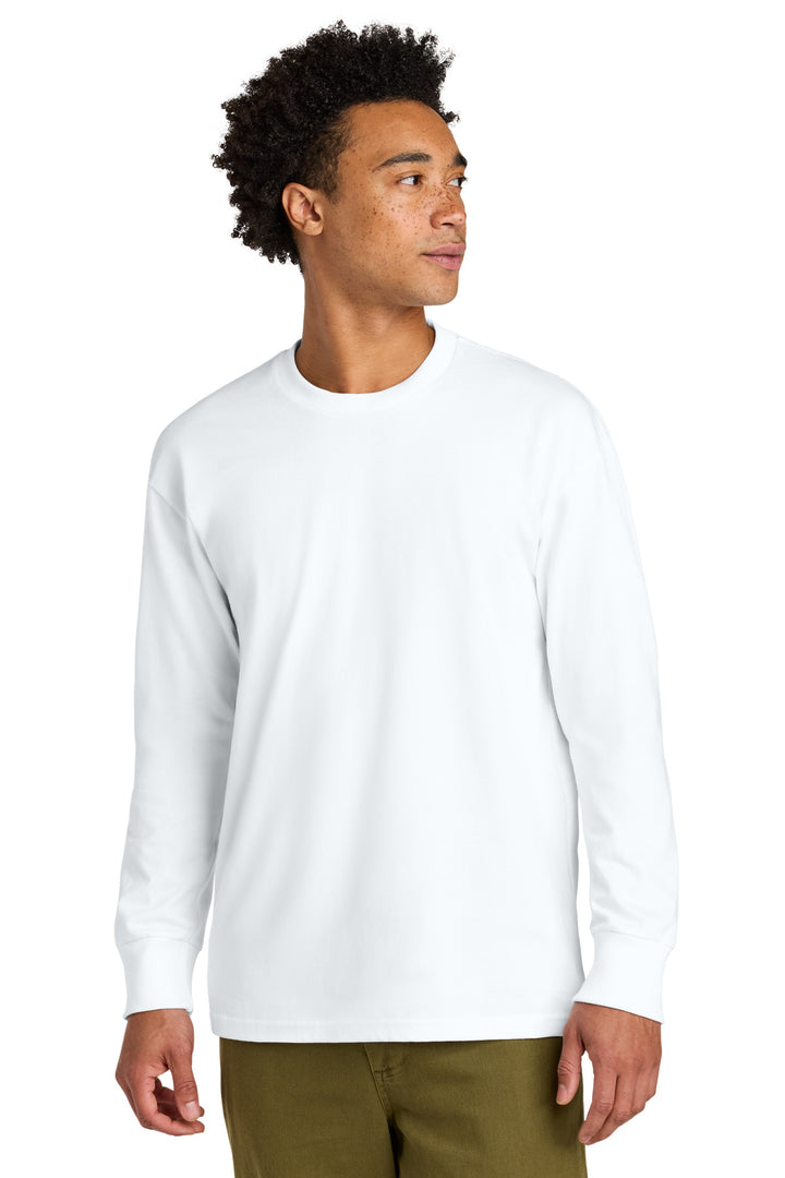 Front View of White Next Level Apparel Heavyweight Long Sleeve Tee NL7211