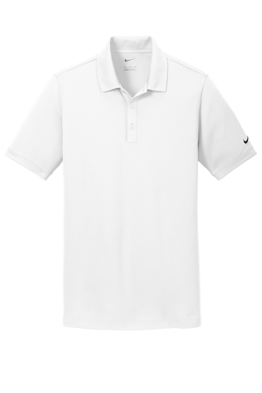 Front View of White Nike Dri-FIT Solid Icon Pique Modern Fit Polo. 746099