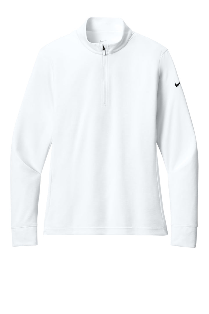 Front View of White Nike Women's Essential 1/2-Zip Cover-Up NKHM7969