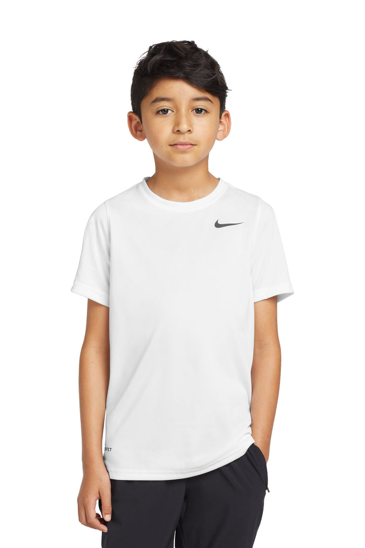 Front View of White Nike Youth Legend Tee 840178