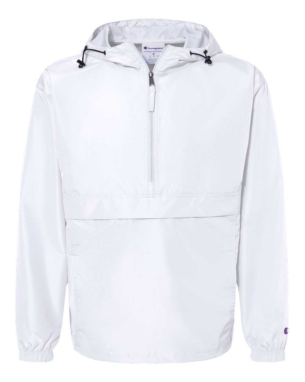 Front View of White Packable Anorak Jacket - CO200