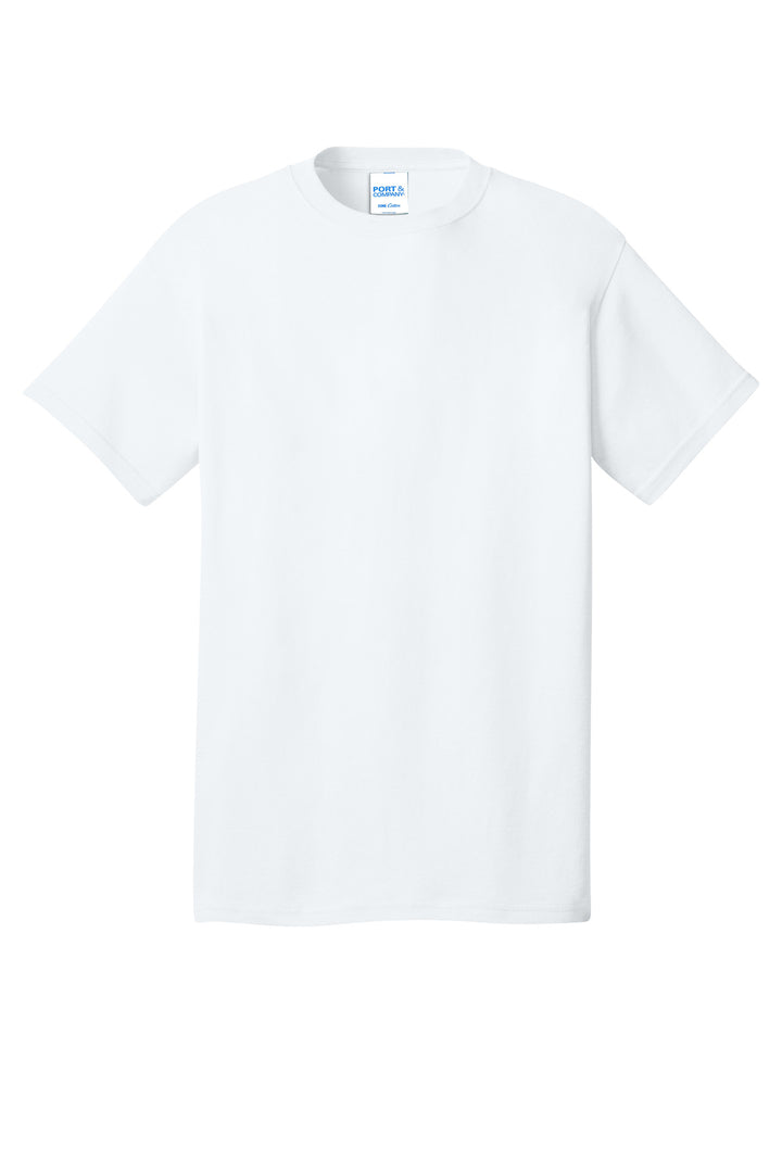 Front View of White Port & Company - Core Cotton Tee. PC54