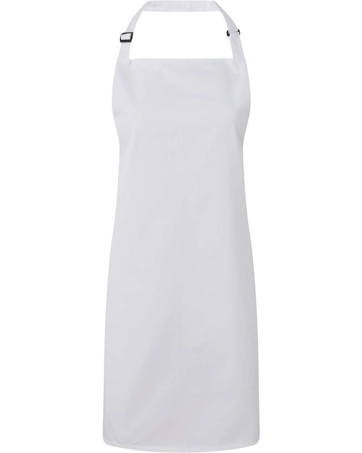 Front View of White Recycled Bib Apron - RP150