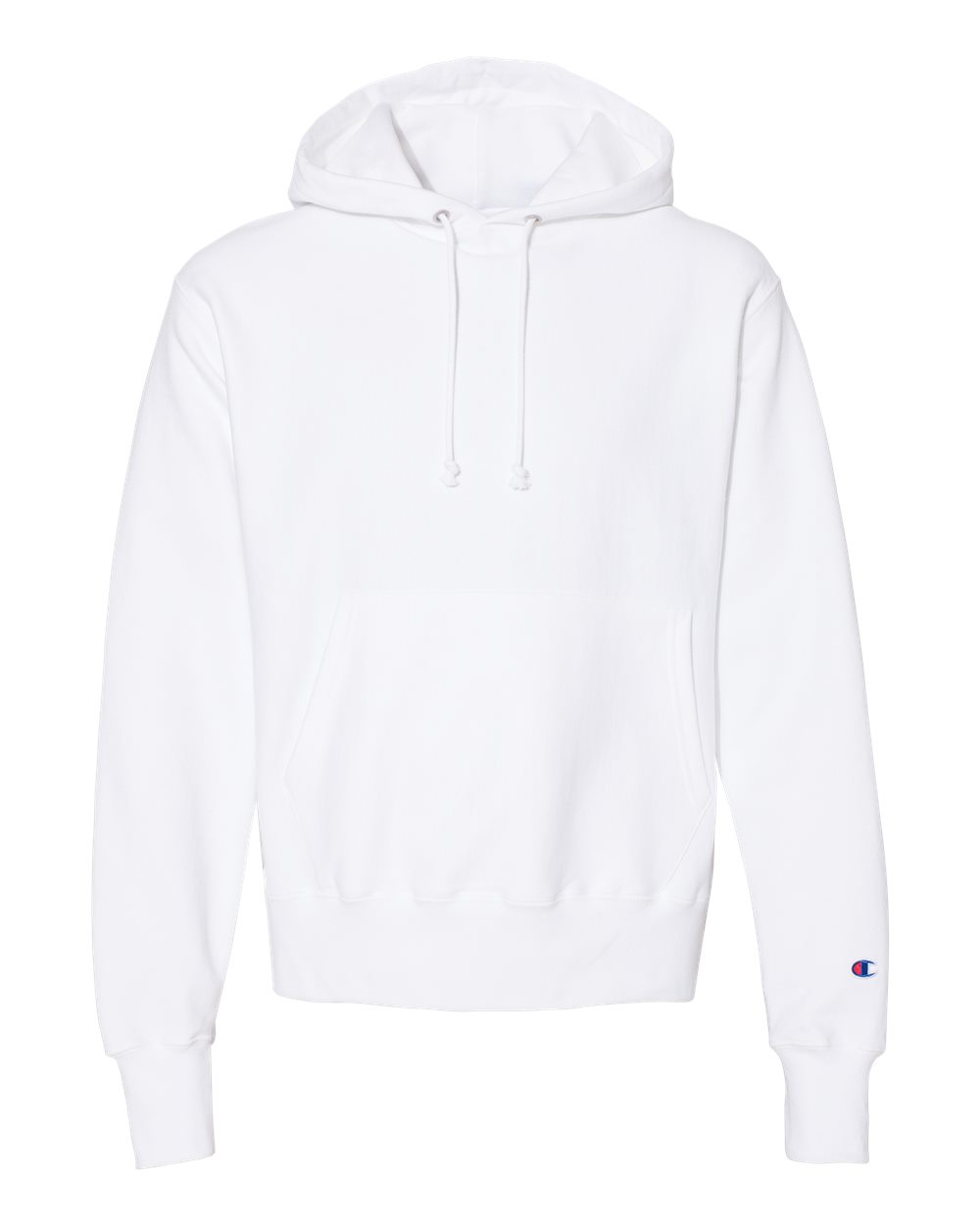 Front View of White Reverse Weave® Hooded Sweatshirt - S101