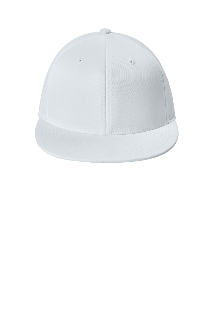 Front View of White Sport-Tek Flexfit Flat Bill Cap STC56