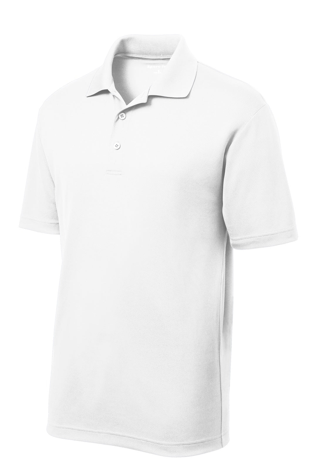 Front View of White Sport-Tek PosiCharge RacerMesh Polo. ST640