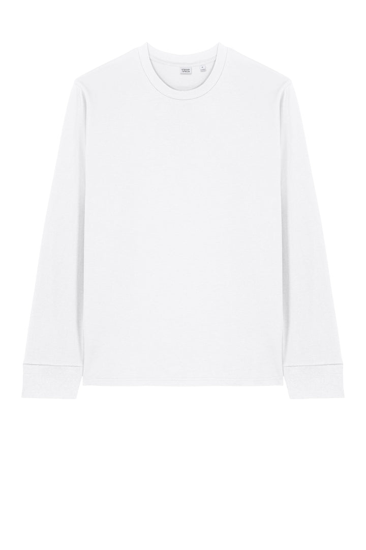 Front View of White Stanley/Stella Unisex Creator 2.0 Long Sleeve Tee SXU022