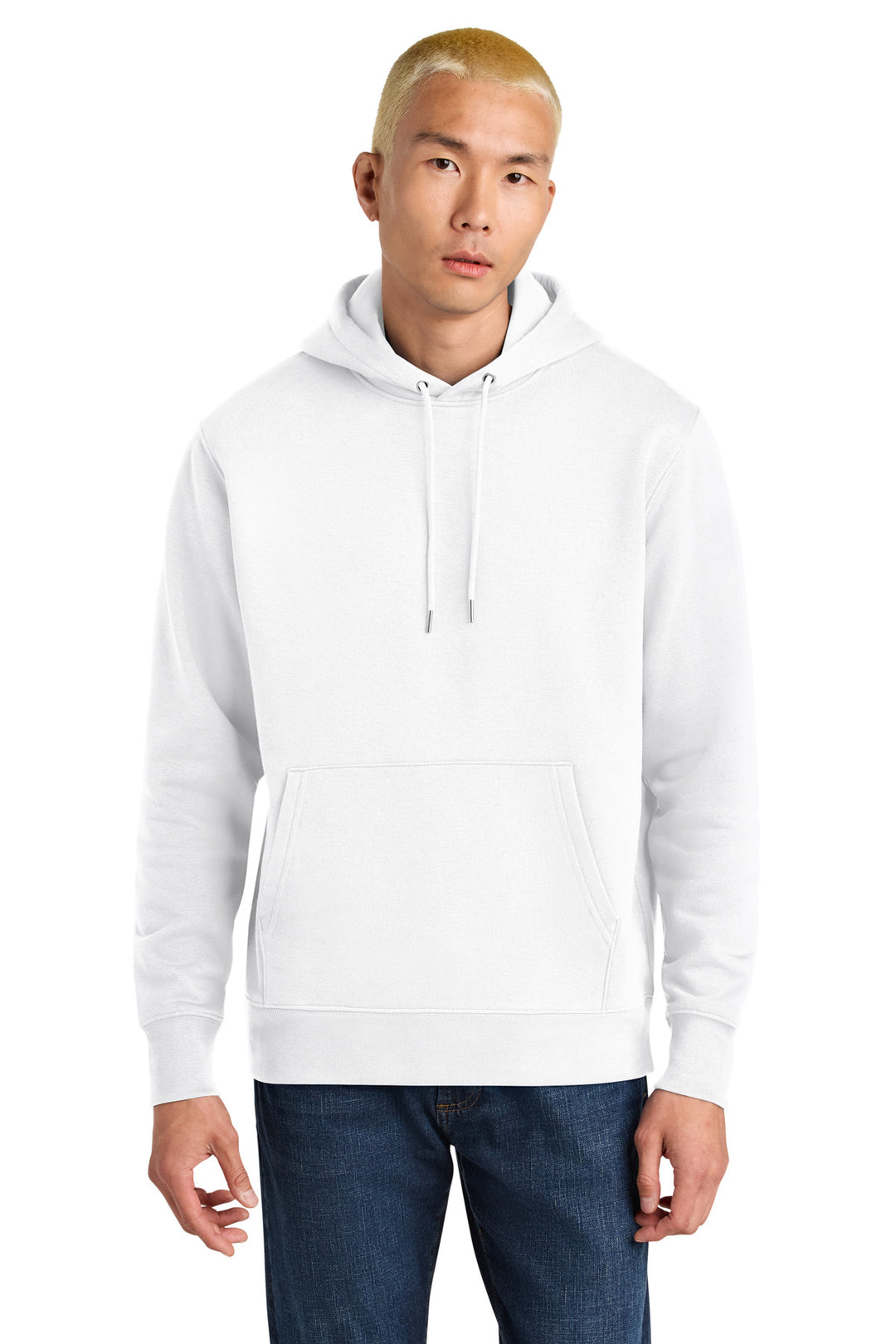 Front View of White Stanley/Stella Unisex Cruiser 2.0 Hooded Sweatshirt SXU003