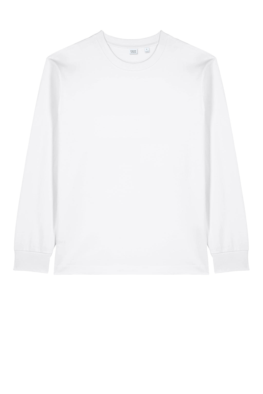 Front View of White Stanley/Stella Unisex Freestyler Heavyweight Long Sleeve Tee SXU023