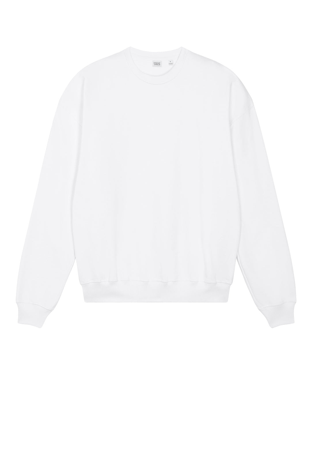 Front View of White Stanley/Stella Unisex Ledger Dry Crewneck Sweatshirt SXU029