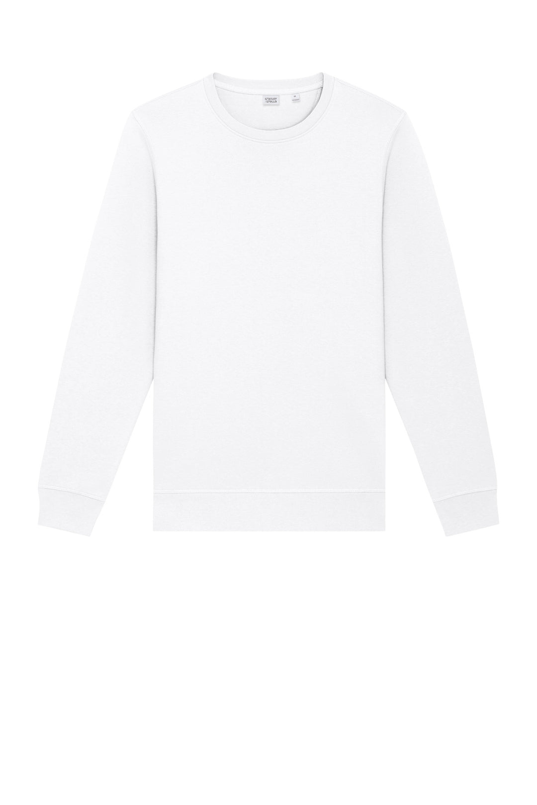 Front View of White Stanley/Stella Unisex Roller Crewneck Sweatshirt SXU010
