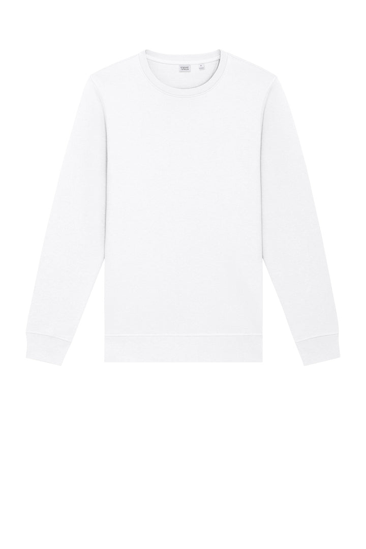 Front View of White Stanley/Stella Unisex Roller Crewneck Sweatshirt SXU010