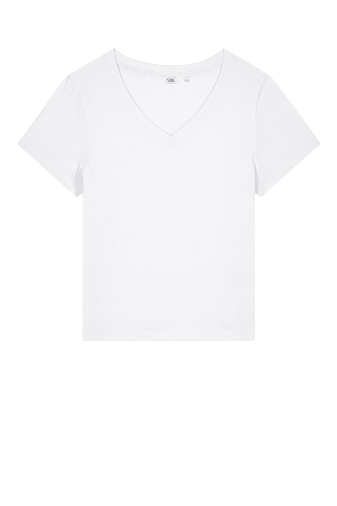 Front View of White Stanley/Stella Women's Stella Isla V-Neck Tee SXW032