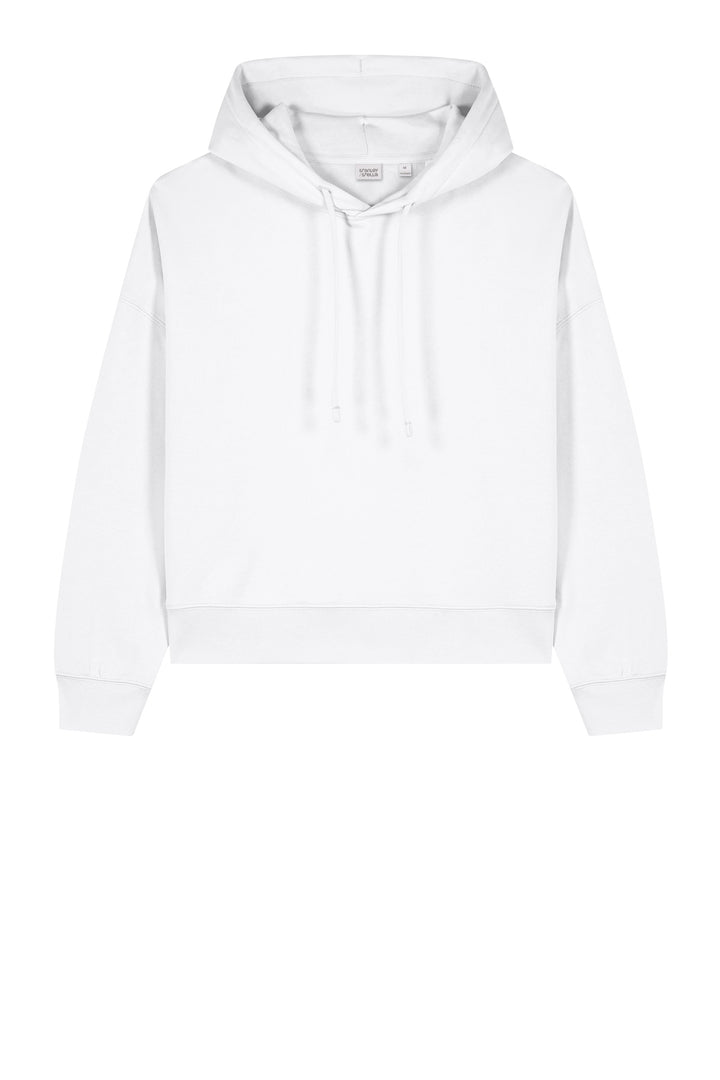 Front View of White Stanley/Stella Women's Stella Nora Hooded Sweatshirt SXW035