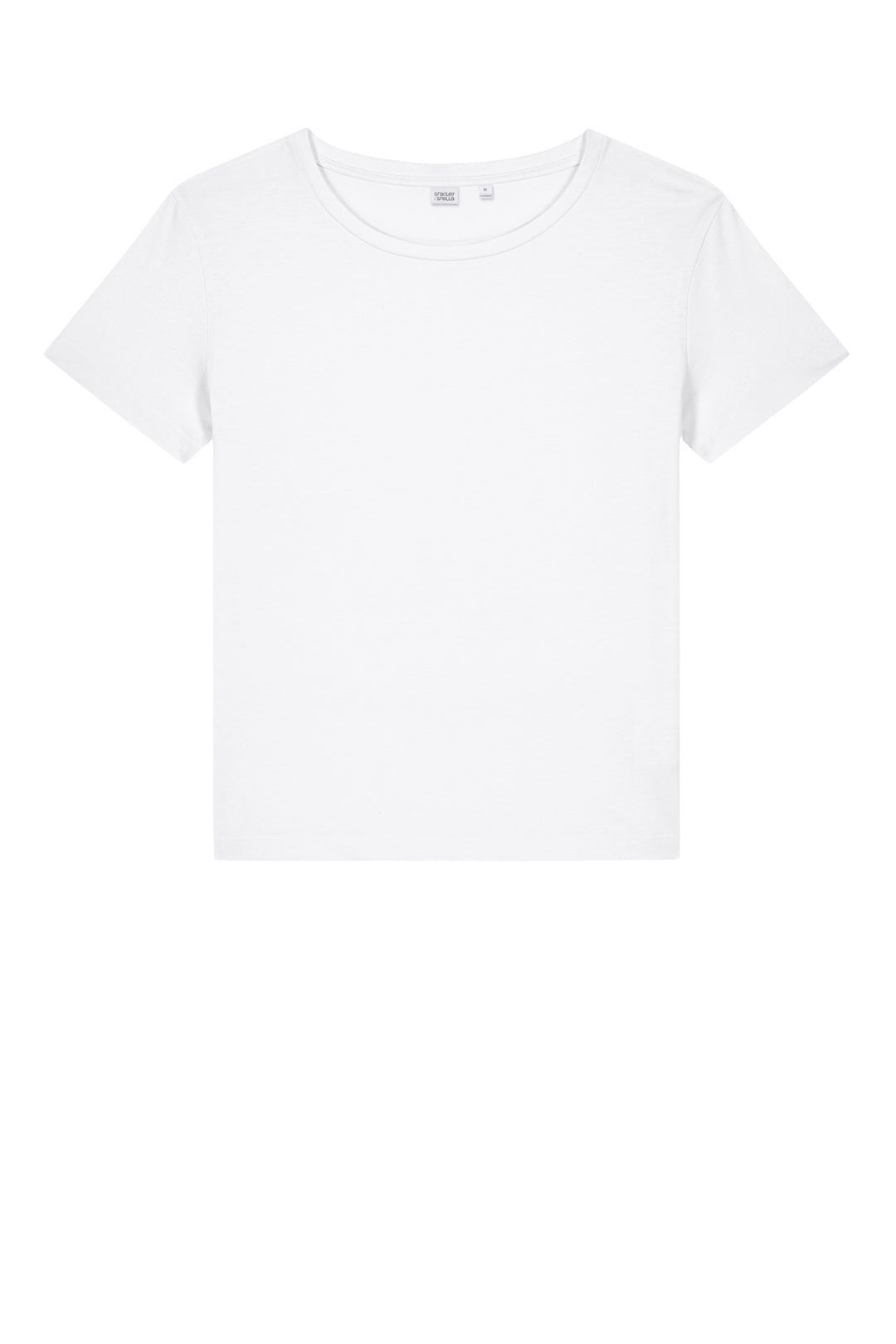 Front View of White Stanley/Stella Women's Stella Serena Scoop Neck Tee SXW008