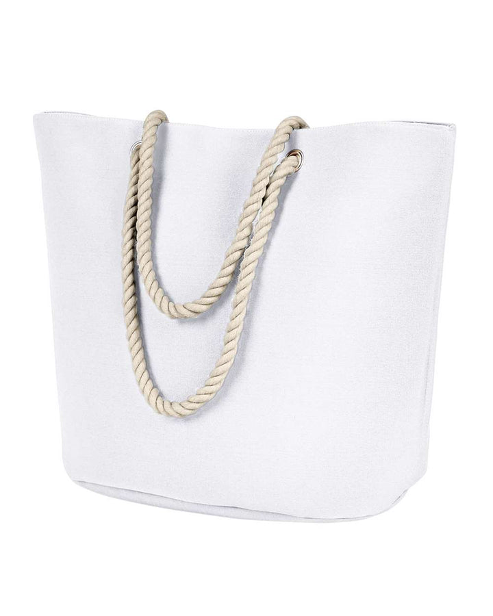 Front View of White Sublimation Polyester Canvas Rope Tote - BE256