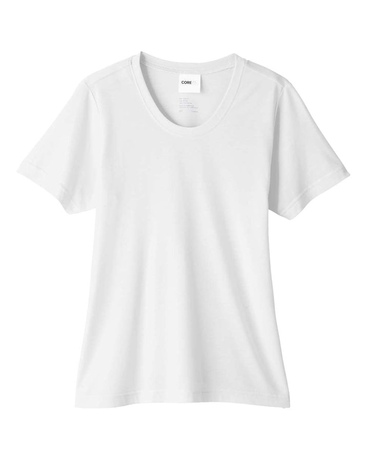 Front View of White Women's Fusion ChromaSoft™ Performance T-Shirt - CE111W