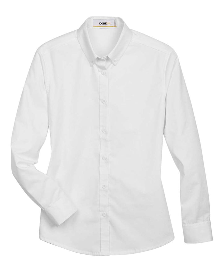 Front View of White Women's Operate Twill Shirt - 78193