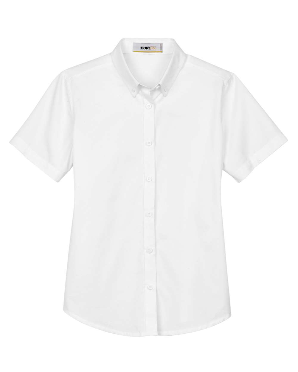 Front View of White Women's Optimum Short Sleeve Twill Shirt - 78194