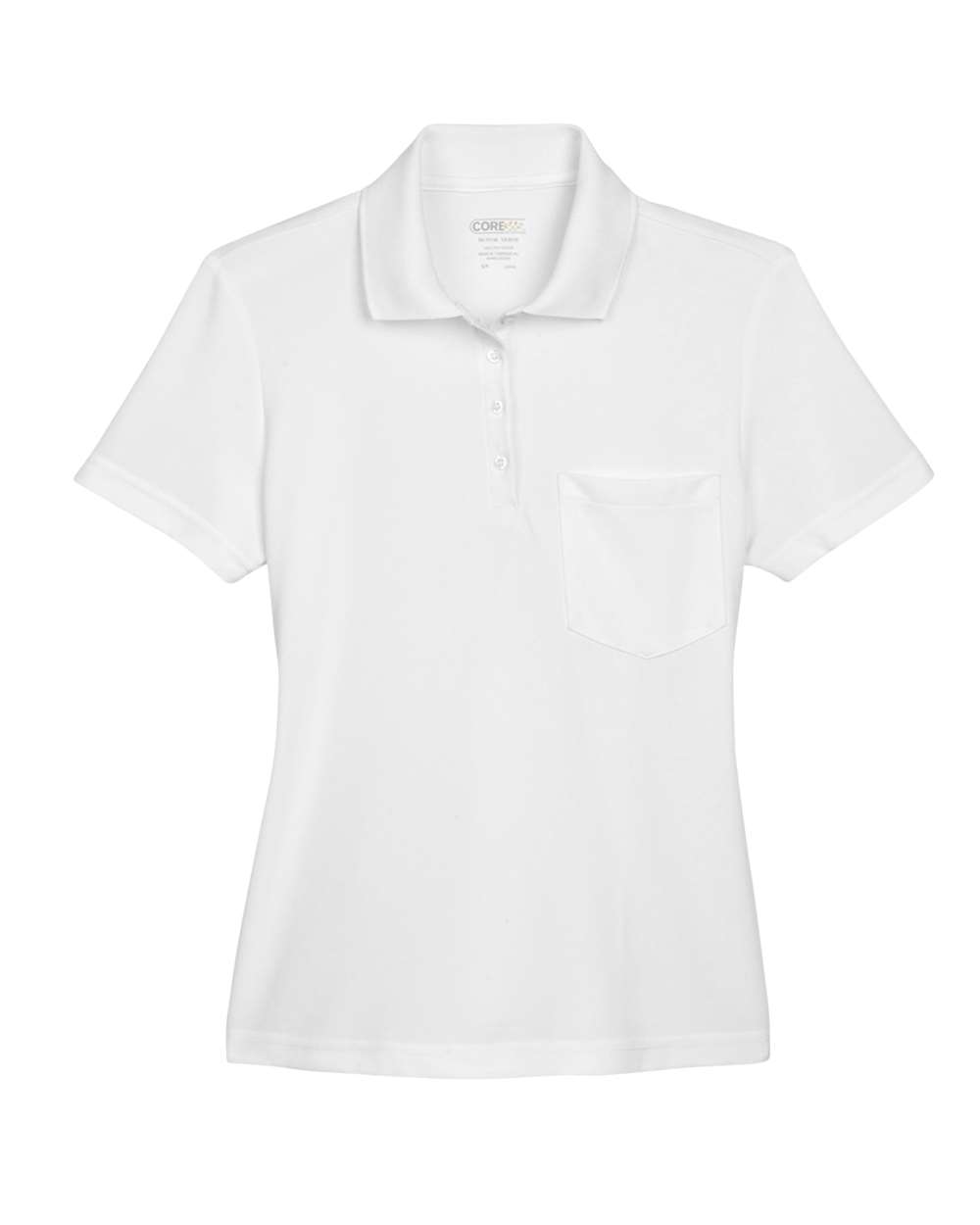 Front View of White Women's Origin Performance Piqué Polo with Pocket - 78181P