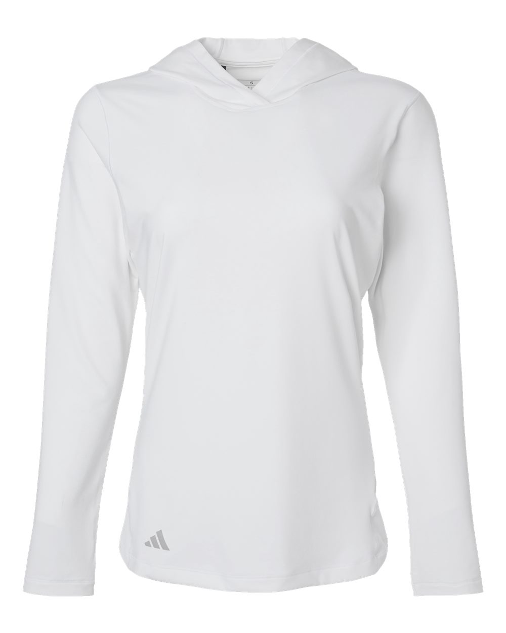 Front View of White Women's Performance Hooded Pullover - A1003