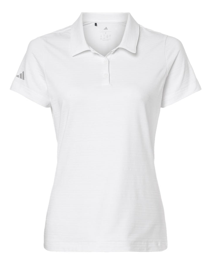 Front View of White Women's Textured Stripe Polo - A707