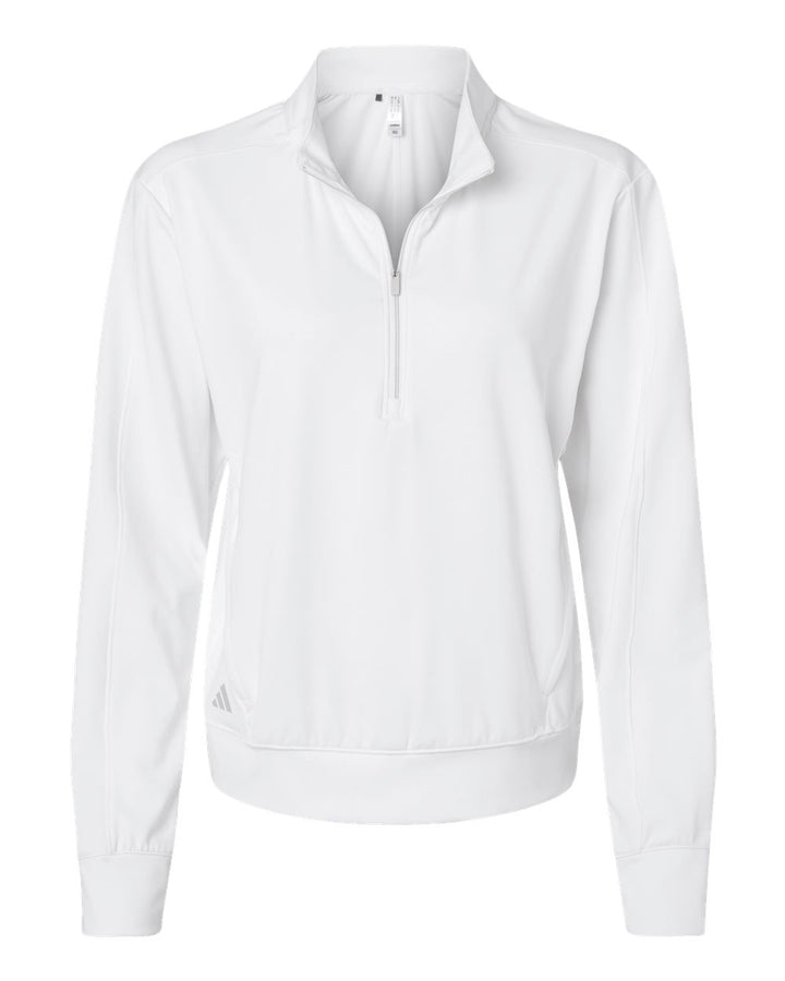 Front View of White Women's Ultimate365 Quarter-Zip Pullover - A1002