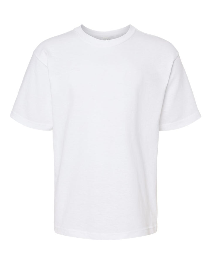 Front View of White Youth Gold Soft Touch T-Shirt - 4850