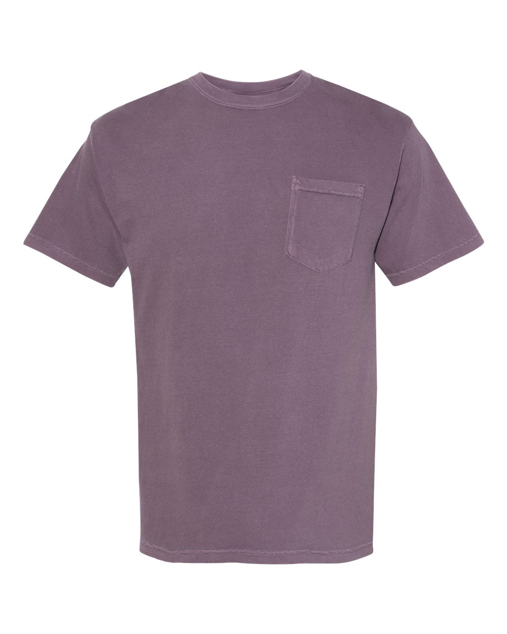 Front View of Wine Garment-Dyed Heavyweight Pocket T-Shirt - 6030