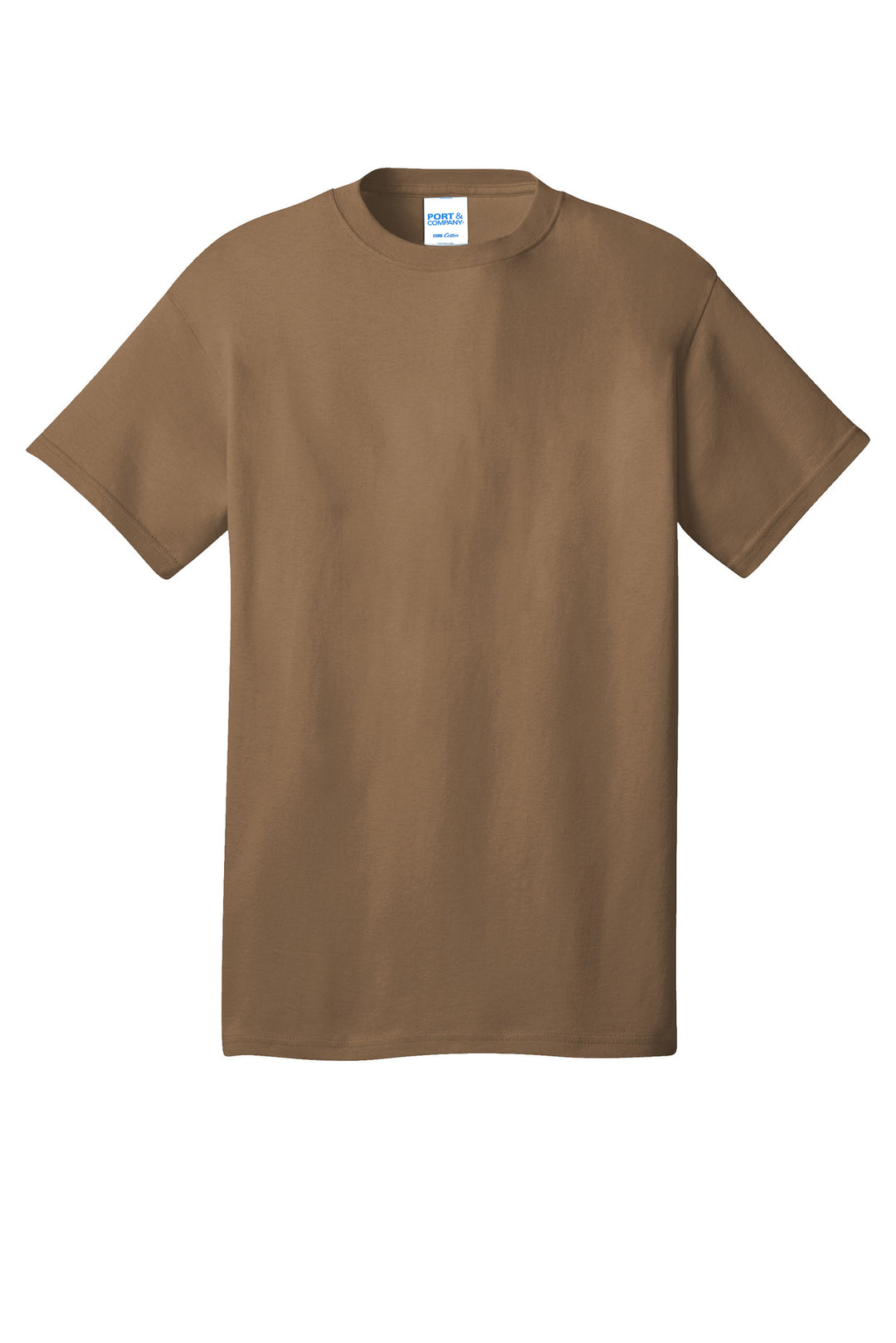 Front View of Woodland Brown Port & Company - Core Cotton Tee. PC54