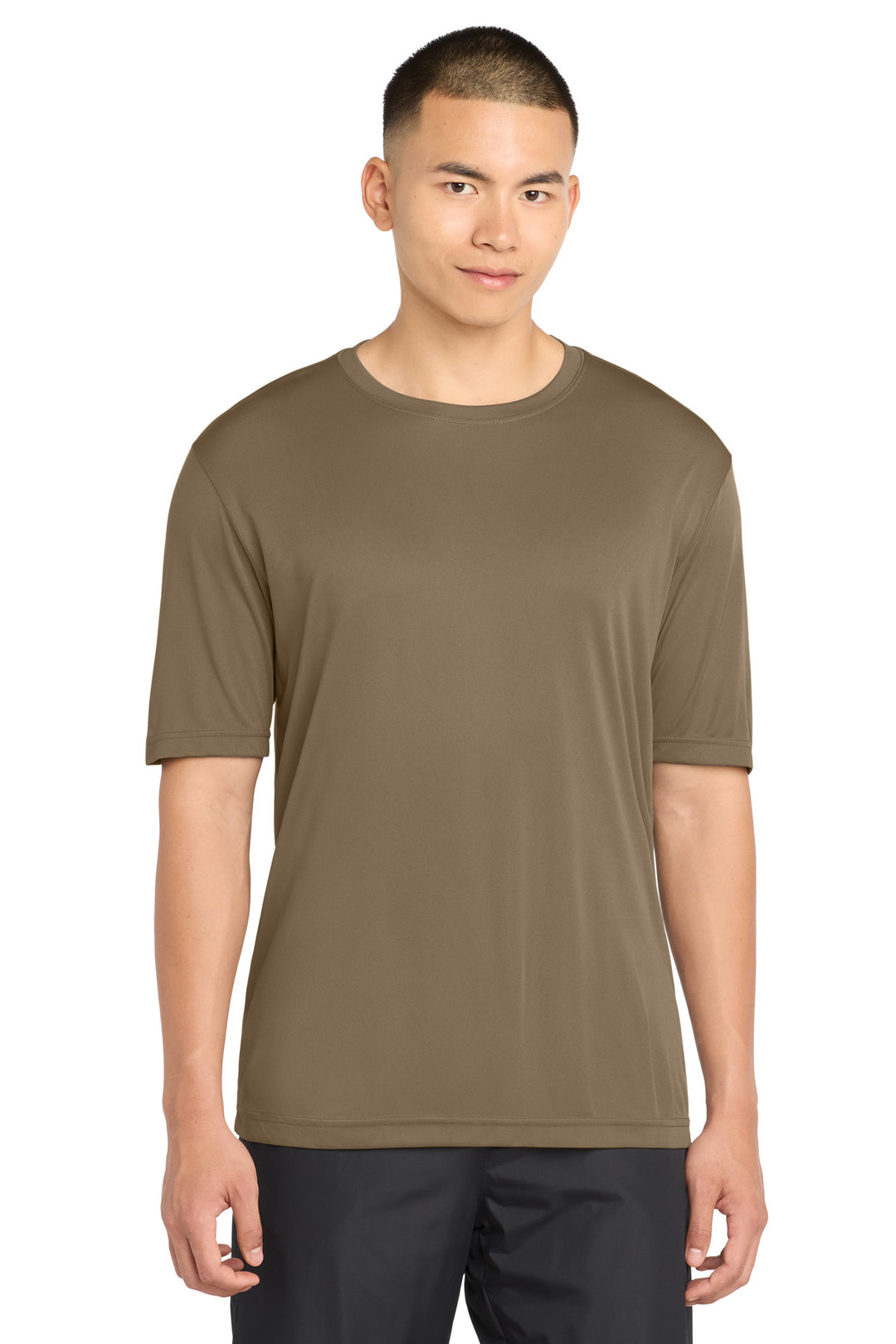 Front View of Woodland Brown Sport-Tek PosiCharge Competitor Tee. ST350