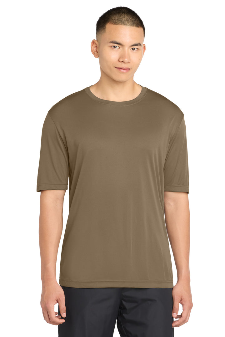 Front View of Woodland Brown Sport-Tek PosiCharge Competitor Tee. ST350