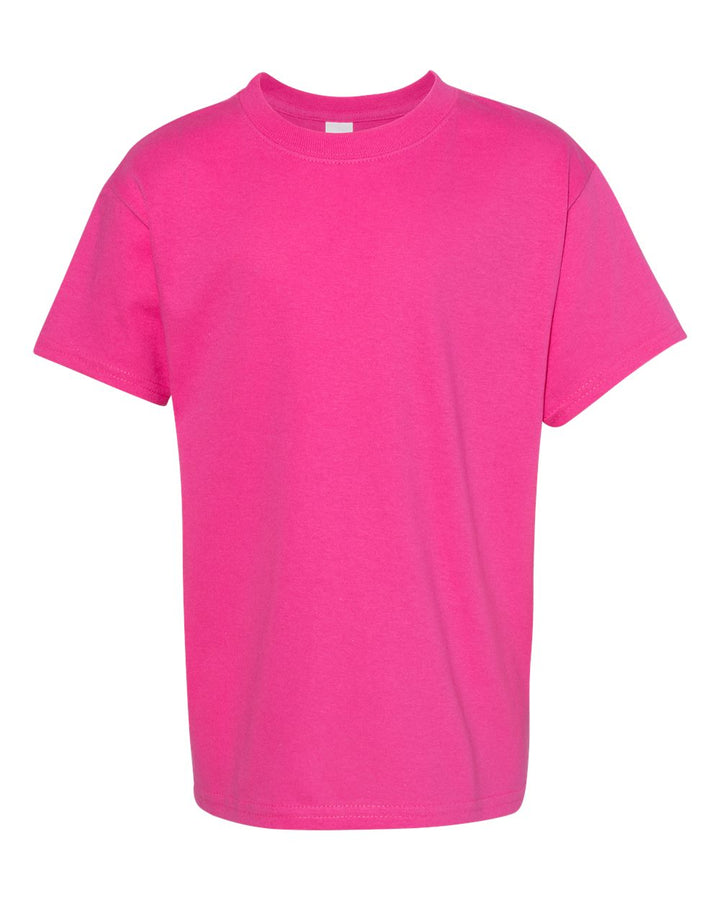Front View of Wow Pink Essential-T Youth T-Shirt - 5480