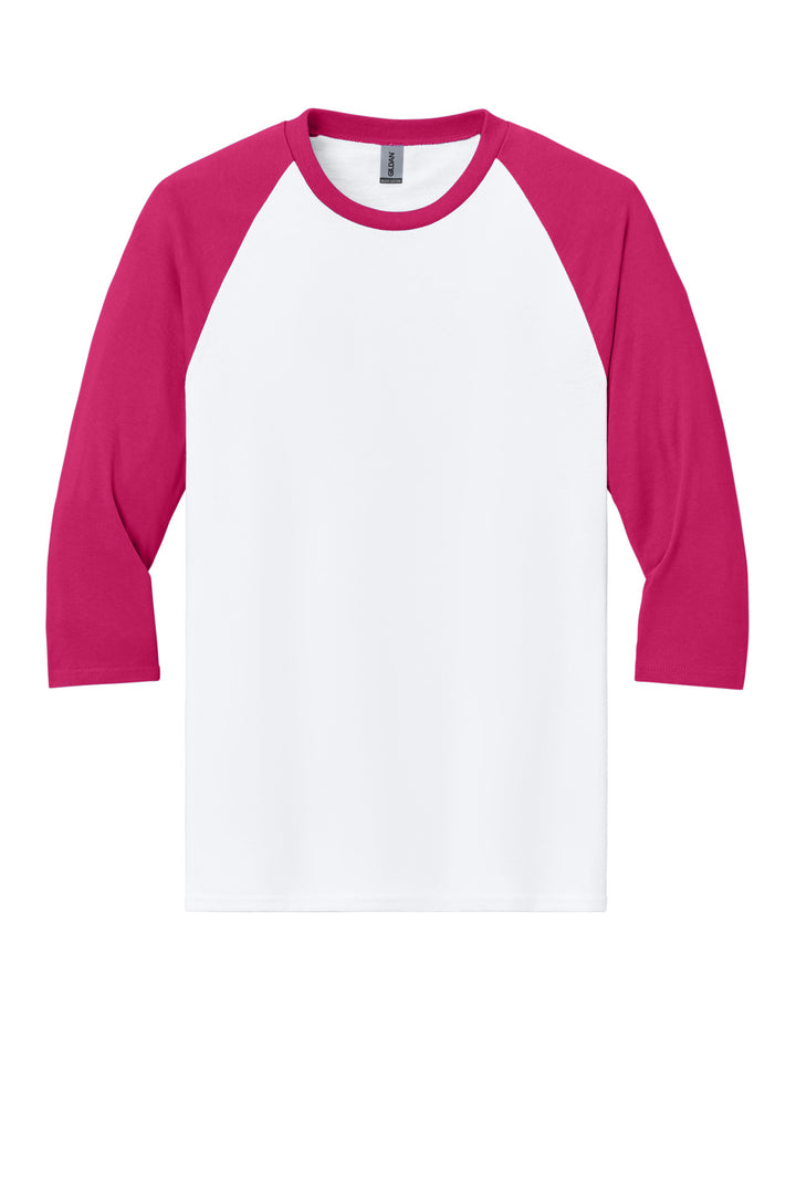 Front View of WTrmHelicn Gildan Heavy Cotton 3/4-Sleeve Raglan T-Shirt. 5700